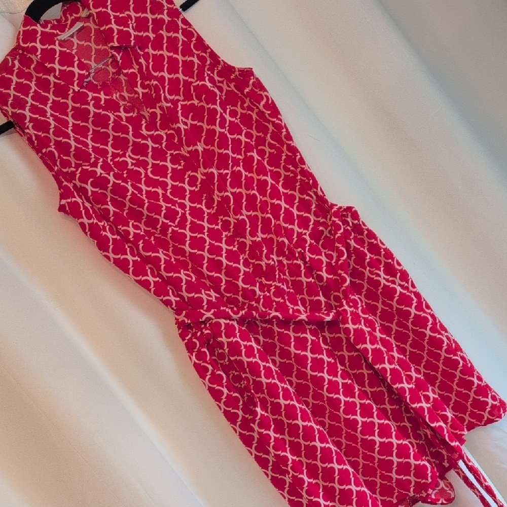 New York & Company Pink Patterned Sleeveless Jumpsuit